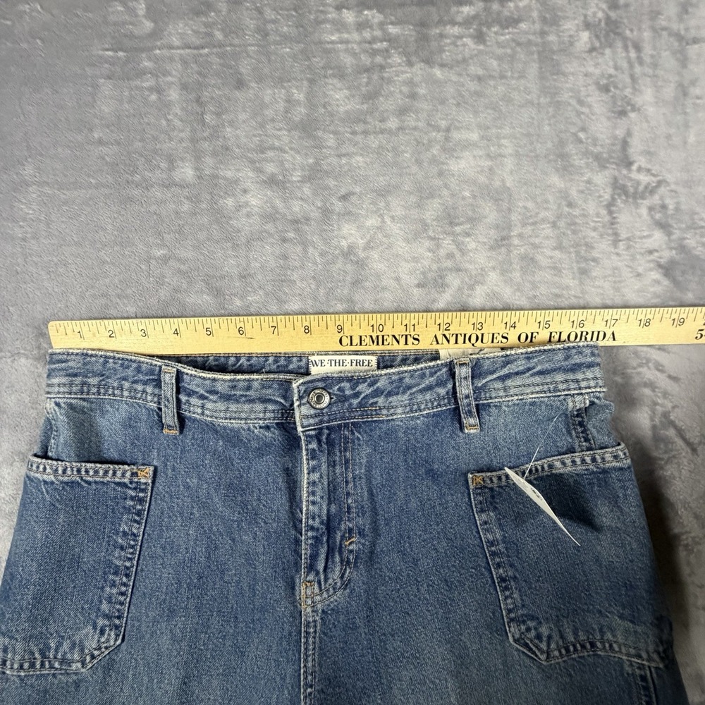 Free People Izzy Flare Jeans Women's 29 Blue Denim Flat Back Raw Distressed Hem - Picture 12 of 16